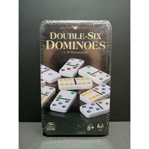 Double Six Dominoes Set in Storage Tin for Families Kids Game Ages 8+ New Sealed